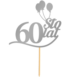 Topper na Tort 60 STO LAT Urodziny SREBRNY