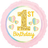 Balon Foliowy Roczek 1 Urodziny Różowy 45cm