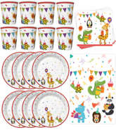 Zestaw Talerzyki Kubeczki Obrus ZWIERZĘTA Party