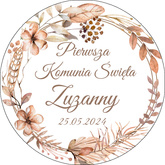 Opłatek tortowy 29 cm Komunia Imię Data Boho 1szt.