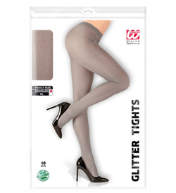 Rajstopy SREBRNE Brokatowe Sylwester 40 DEN, XL