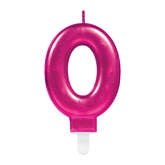 Świeczka cyferka 0 różowa metaliczna, 1 szt.
