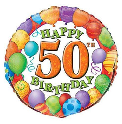 Balon foliowy na 50 Urodziny, 45cm, 1 szt.