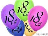 Balony z nadrukiem "18 LAT" mix - 5 szt.