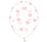 Balony przezroczyste w Serduszka j. róż 30cm 1szt