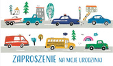ZAPROSZENIA z Kopertami SAMOCHODY Urodziny 10szt.
