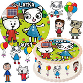 Zestaw Tortowy, Opłatek 20cm, Figurki, Kotka Kici