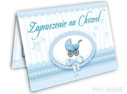 Zaproszenie na Chrzest, niebieskie, 1 szt.