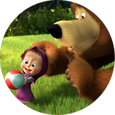 Opłatek tortowy 14 cm, Masza i Niedźwiedź 1 szt.