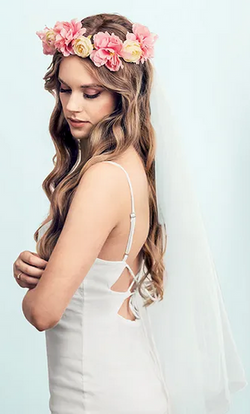 Opaska Wianek na Głowę z Białym Welonem Kwiaty