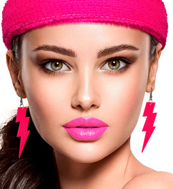 Kolczyki NEONOWE BŁYSKAWICE Pioruny RÓŻOWE Disco