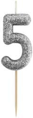 Świeczka Piker Cyfra 5 PIĘĆ Czarna Brokatowa