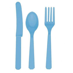 Sztućce zestaw, błękitny, 24 szt.