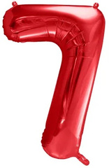 Balon foliowy Cyfra "7", czerwony, 86cm, 1szt.
