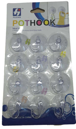 Przyssawki z Plastikowym Haczykiem 4cm 12szt.