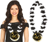 Naszyjnik na 40 Urodziny Kwiaty Biało Czarne Party