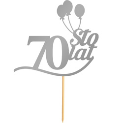 Topper na Tort 70 STO LAT Urodziny SREBRNY