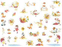 Kształty Papierowe Jesień Zwierzęta Liście 50szt.