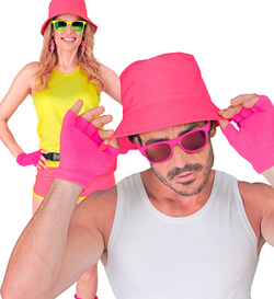 RĘKAWICZKI Bez Palców Krótkie RÓŻOWE Neonowe DISCO