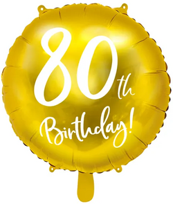 Balon foliowy 80th Birthday, złoty, 45cm