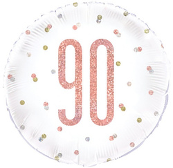 Balon foliowy 90 Urodziny Różowe Złoto, 45cm