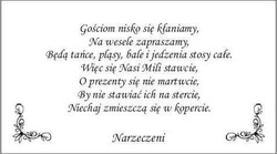 Wkładki do zaproszeń ślubnych, 25 szt WZ2