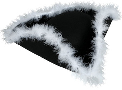 Kapelusz Czapka Admirała Trikorn Czarny z Piórami