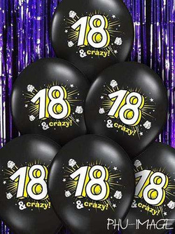 Balony z nadrukiem 18 urodziny, 5 szt. 1 op.