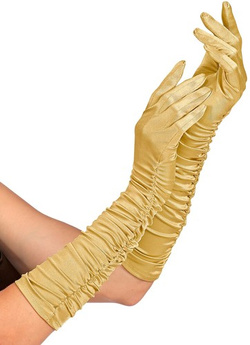 Rękawiczki ZŁOTE Długie Marszczone Lata 20