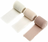 Tasiemki Szyfonowe CREAM BEIGE 4cmx5m, 3szt.