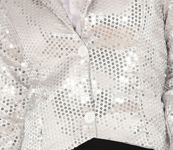 Srebrny FRAK z Cekinami Marynarka Damska, M