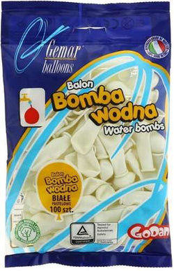 Balony "Bomby Wodne", Białe, 100szt.