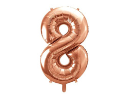 Balon foliowy Cyfra "8", różowe złoto, 86cm, 1szt.