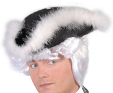 Kapelusz Czapka Admirała Trikorn Czarny z Piórami