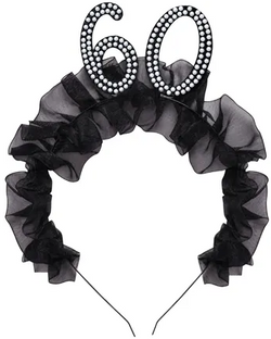 OPASKA na Głowę Czarna z Falbanką 60 URODZINY