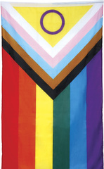 FLAGA TĘCZOWA Inkulzywna Progress LGBT 90x150cm