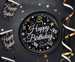 Talerzyki Papierowe Happy Birthday 18cm 6szt.