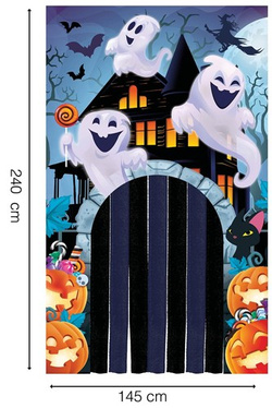 Dekoracja na Drzwi z Kurtyną Halloween 145x240cm