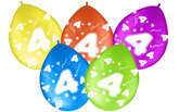 Balony odwrotny nadruk cyfra 4 CZTERY, 5 szt