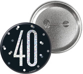 Przypinka Broszka Metalowa 40 Urodziny Czarna
