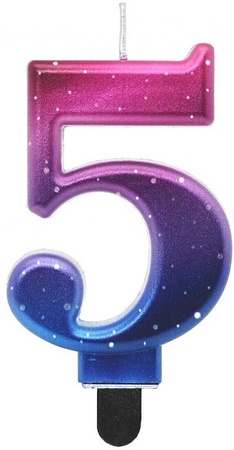 Świeczka na Tort Cyfra 5 Metalik Nocne Niebo 8cm