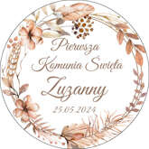 Opłatek tortowy 20 cm Komunia Imię Data Boho 1szt.