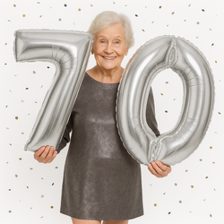 Zestaw Balonów Foliowych Liczba 70, srebrne, 100cm