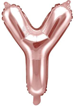 Balon foliowy Litera "Y", 35cm, różowe złoto