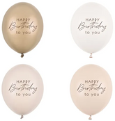 Balony 30 cm, Happy Birthday, mix beżowy, 1 szt.
