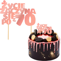 Topper Tort ŻYCIE ZACZYNA SIĘ PO 70 Różowe Złoto