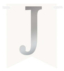 Flagietka, Litera J, Srebrna, 1 szt.