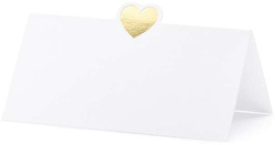 Wizytówki na stół Białe złote serce 10x5cm, 10szt.