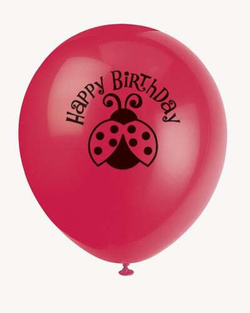 Balony Happy Birthday z Biedronką 30cm, 8 szt.