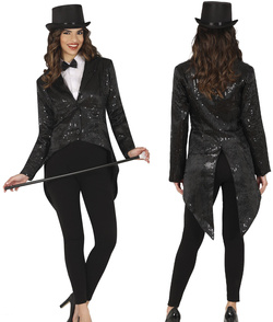 Czarny FRAK z Cekinami Marynarka Damska, M